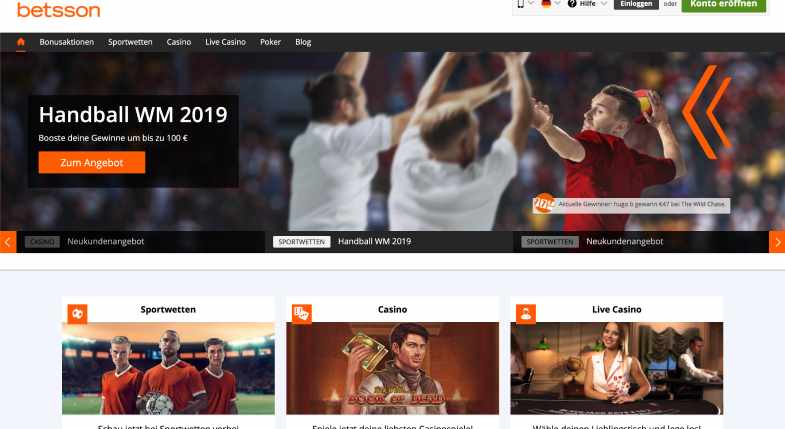 betsson Bonus Promotion Webseite