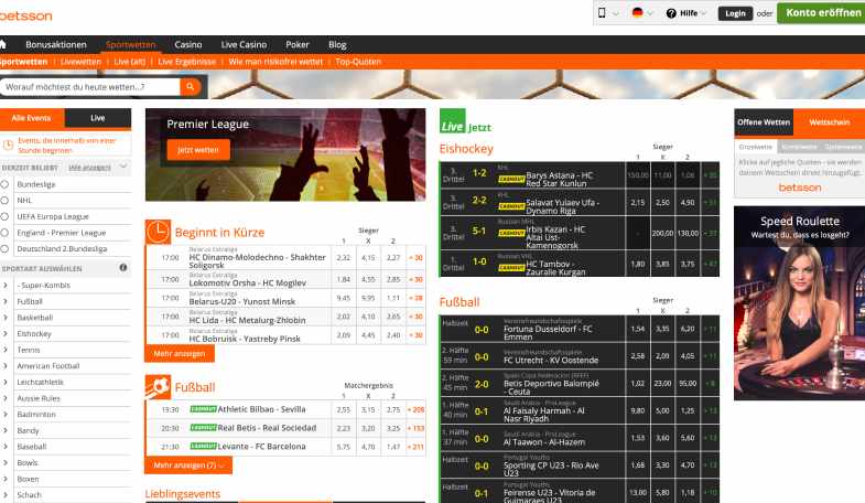 betsson Bonus Promotion Webseite